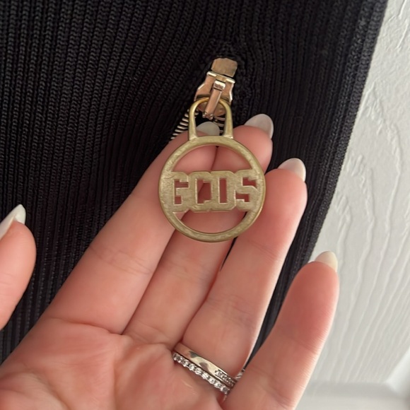 GCDS LONG ASYMMETRICAL ZIP DRESS size small/medium ⛓️black w/ gold hardware ⚜️ - Picture 6 of 14